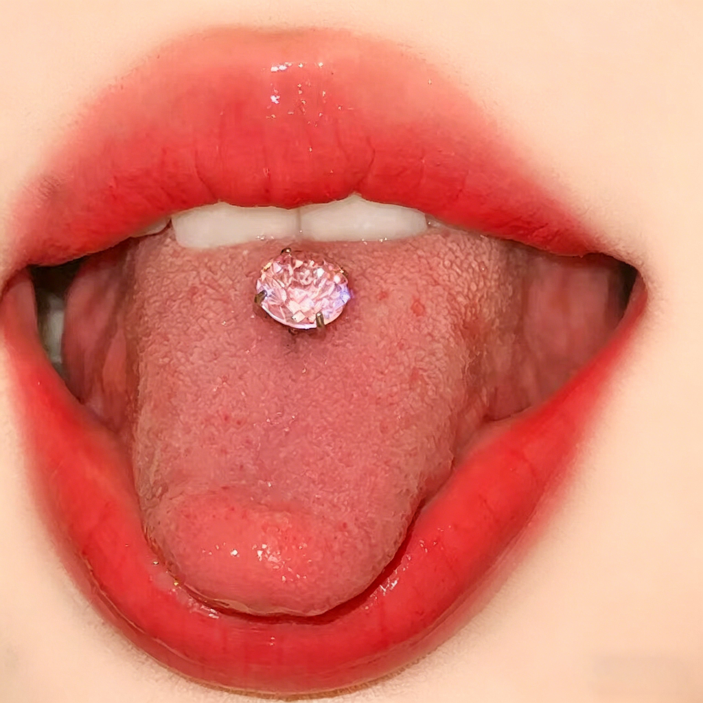 Piercing de langue en titane et tourmaline dégradée CZ 