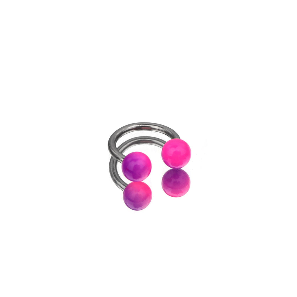 Colorful Acrylic Contrast Ball Horseshoe Ring - Colorful Acrylic Contrast Ball Horseshoe Ring - Pink-Purple Gradient / 8 mm by CRUXJEWELRY