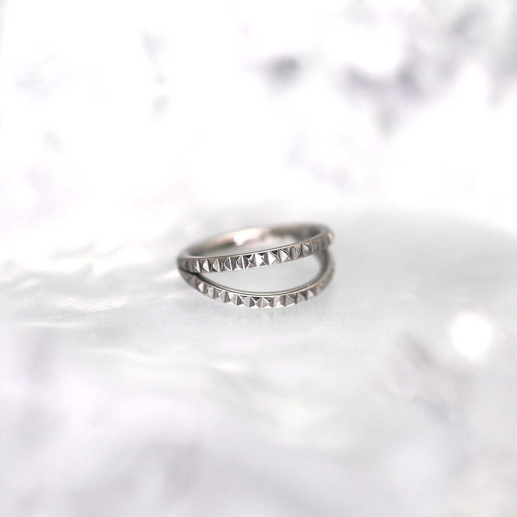 Double Hoop Engraved Titanium Segment Hoop - Double Hoop Engraved Titanium Segment Hoop - silver-1 by CRUXJEWELRY