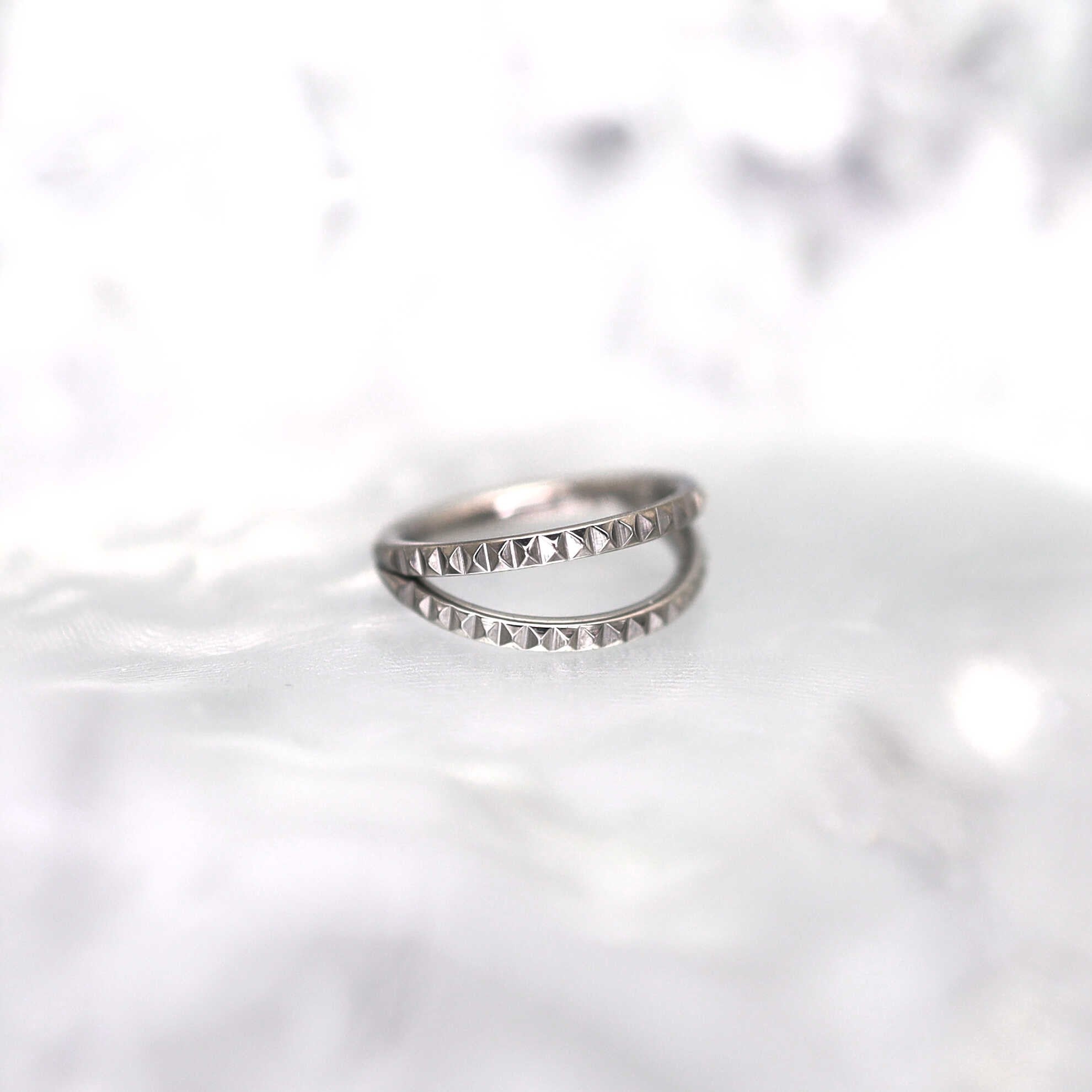 Double Hoop Engraved Titanium Segment Hoop - Double Hoop Engraved Titanium Segment Hoop - silver-1 by CRUXJEWELRY