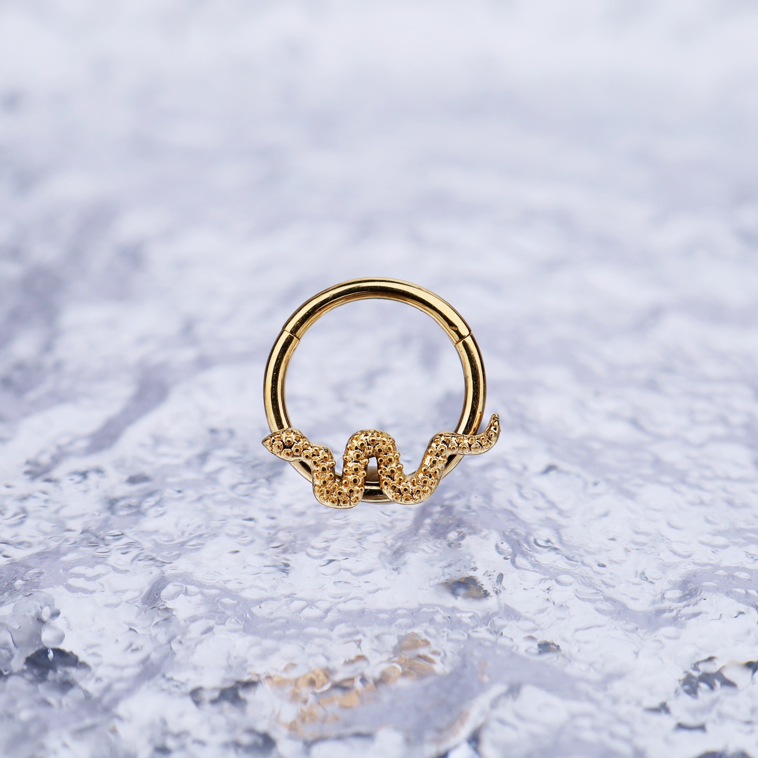 Sliver & Gold Serpent Stainless Steel Segment Ring - Sliver & Gold Serpent Stainless Steel Segment Ring - Gold by CRUXJEWELRY