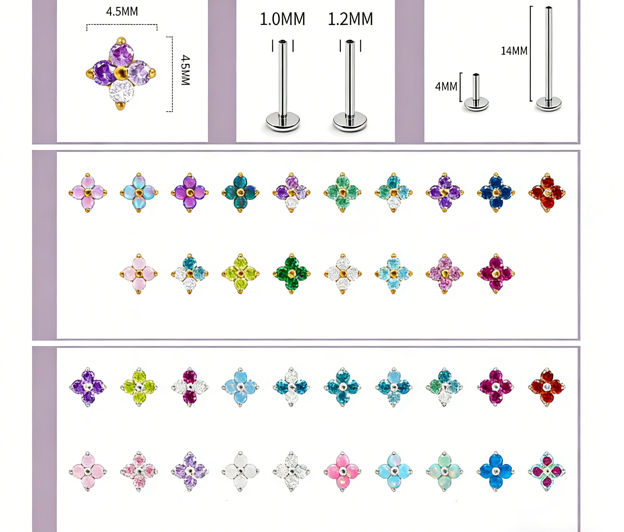 Boucles d'oreilles en titane et opale en forme de fleur de cerisier 