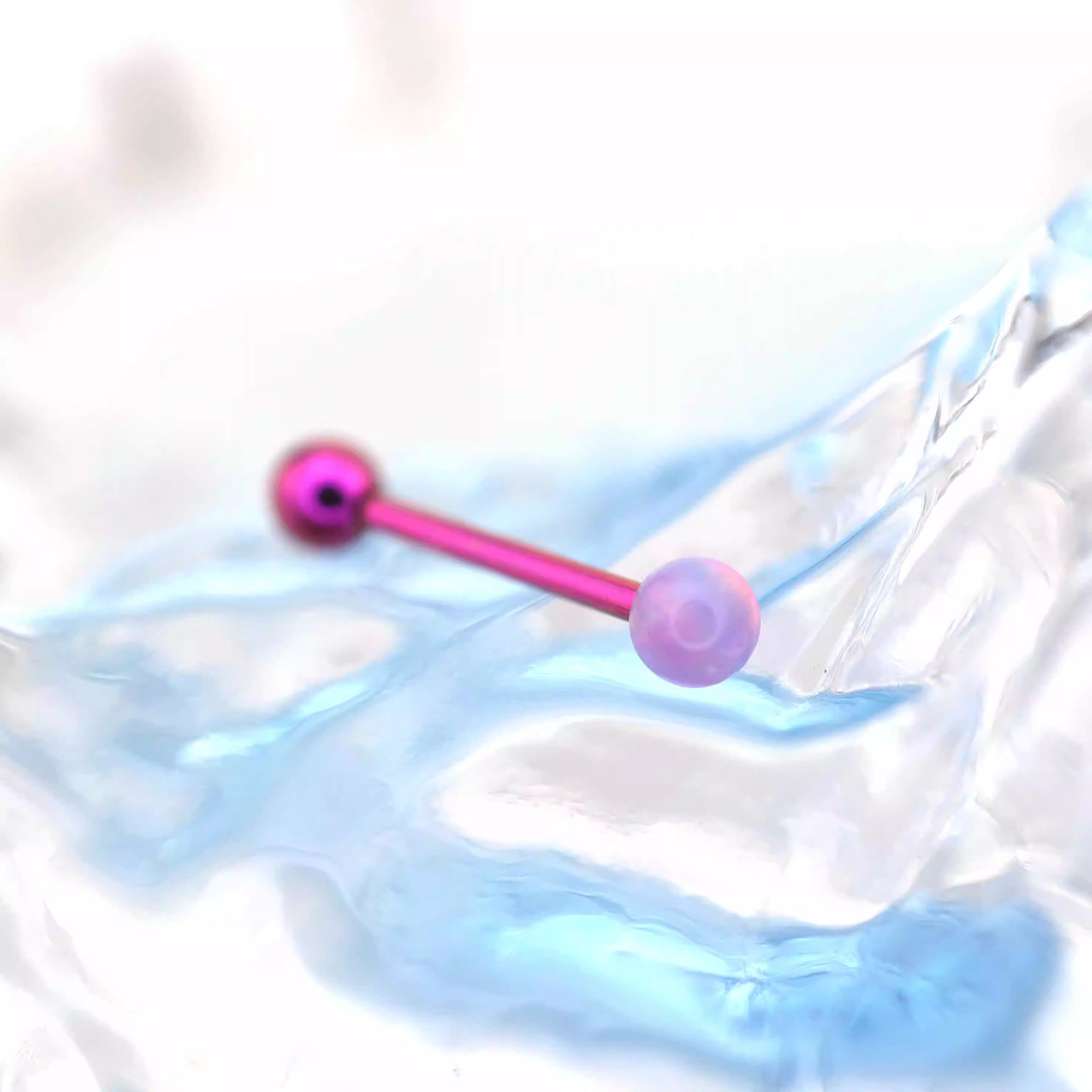 14G Opal Internally Threaded Titanium Barbell - 14G Opal Internally Threaded Titanium Barbell - Bright Purple / 4mm by CRUXJEWELRY