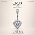 Heart-Shaped CZ F136 Ttitanium Belly Ring
