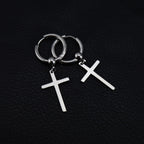 Minimalist Cross Pendant Stainless Steel Earrings - Minimalist Cross Pendant Stainless Steel Earrings - Single by CRUXJEWELRY