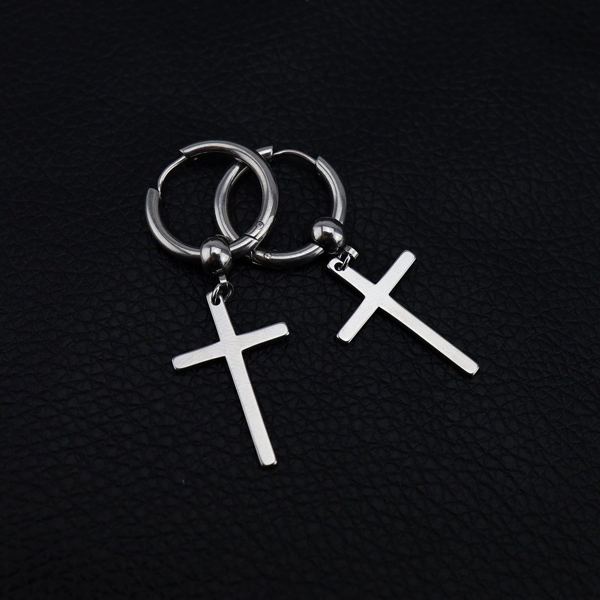 Minimalist Cross Pendant Stainless Steel Earrings - Minimalist Cross Pendant Stainless Steel Earrings - Single by CRUXJEWELRY