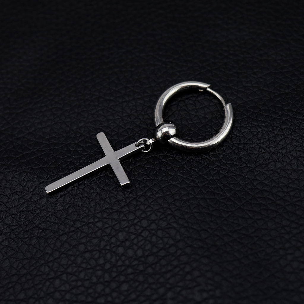 Minimalist Cross Pendant Stainless Steel Earrings - Minimalist Cross Pendant Stainless Steel Earrings - Single by CRUXJEWELRY