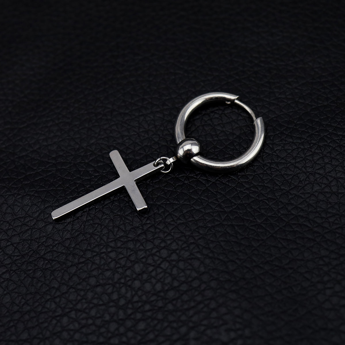 Minimalist Cross Pendant Stainless Steel Earrings - Minimalist Cross Pendant Stainless Steel Earrings - Single by CRUXJEWELRY