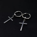 Minimalist Cross Pendant Stainless Steel Earrings - Minimalist Cross Pendant Stainless Steel Earrings - Single by CRUXJEWELRY
