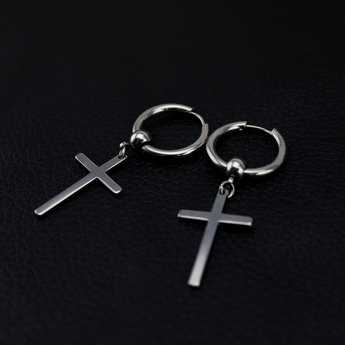 Minimalist Cross Pendant Stainless Steel Earrings - Minimalist Cross Pendant Stainless Steel Earrings - Single by CRUXJEWELRY