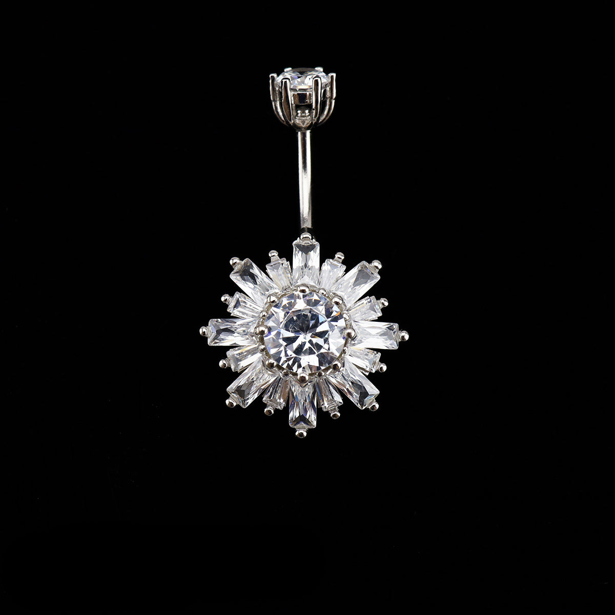 Sterling Silver Snowflake Navel Ring - Sterling Silver Snowflake Navel Ring - 6mm by CRUXJEWELRY