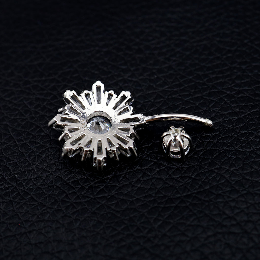 Sterling Silver Snowflake Navel Ring - Sterling Silver Snowflake Navel Ring - 6mm by CRUXJEWELRY