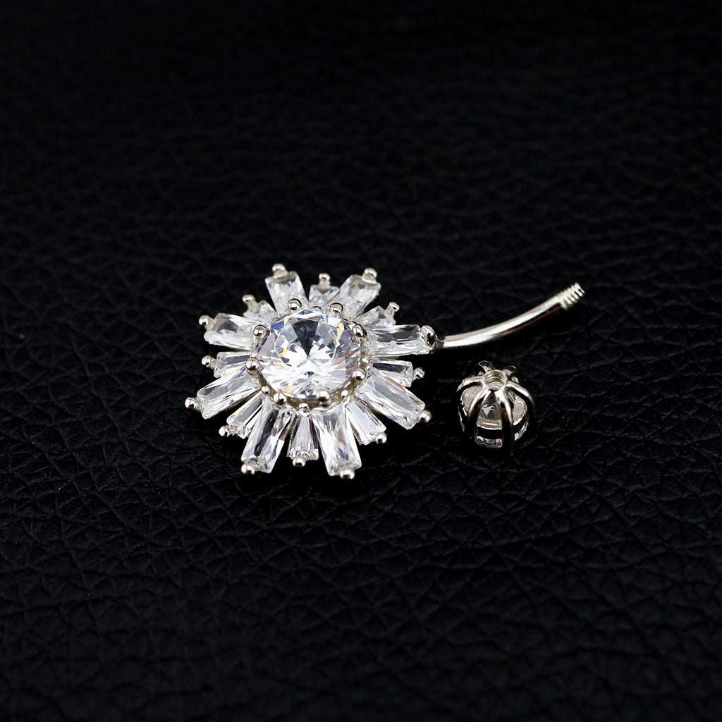 Sterling Silver Snowflake Navel Ring - Sterling Silver Snowflake Navel Ring - 6mm by CRUXJEWELRY