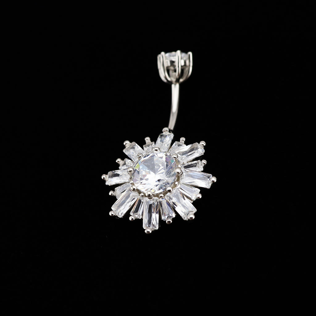Sterling Silver Snowflake Navel Ring - Sterling Silver Snowflake Navel Ring - 6mm by CRUXJEWELRY