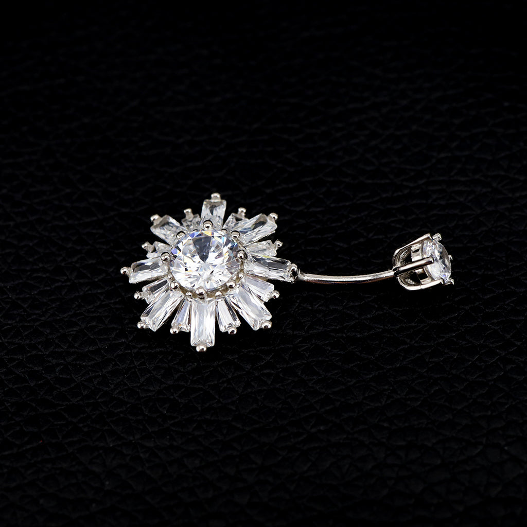 Sterling Silver Snowflake Navel Ring - Sterling Silver Snowflake Navel Ring - 6mm by CRUXJEWELRY