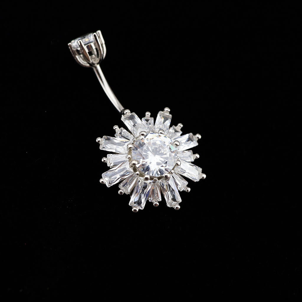 Sterling Silver Snowflake Navel Ring - Sterling Silver Snowflake Navel Ring - 6mm by CRUXJEWELRY
