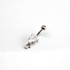 Devil Heart CZ stainless steel Belly Ring - Devil Heart CZ stainless steel Belly Ring - Radiant White by CRUXJEWELRY