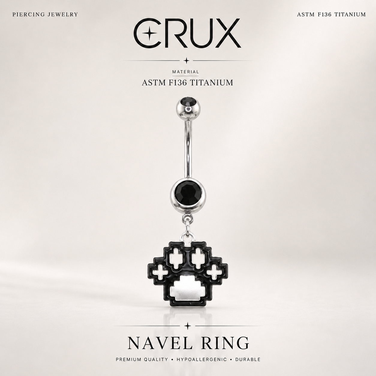 Paws &amp; Ronronnements - Pendentif nombril en forme de patte de chat pixel art 