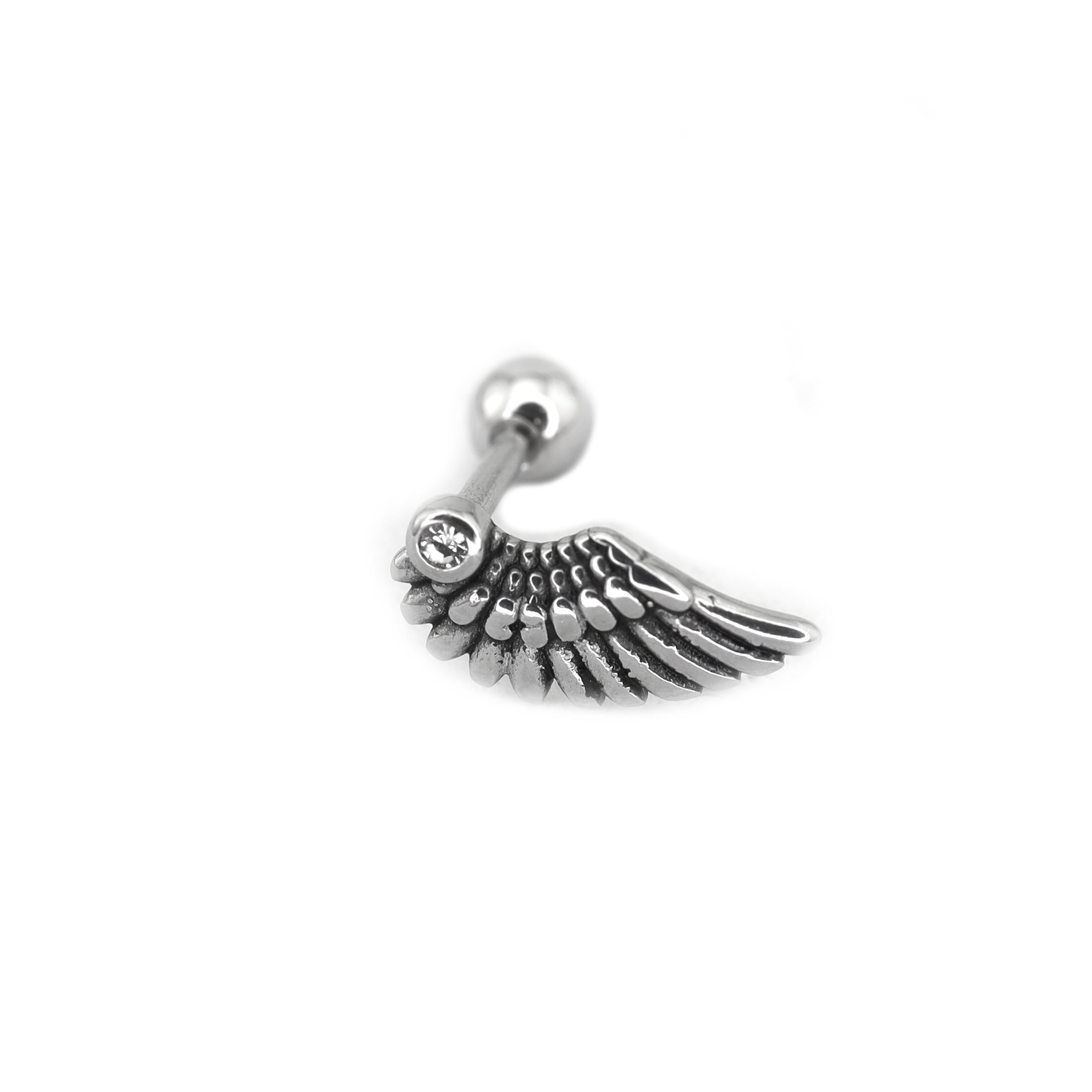 Single Wing CZ stainless steel Ear Stud - Single Wing CZ stainless steel Ear Stud - Single by CRUXJEWELRY