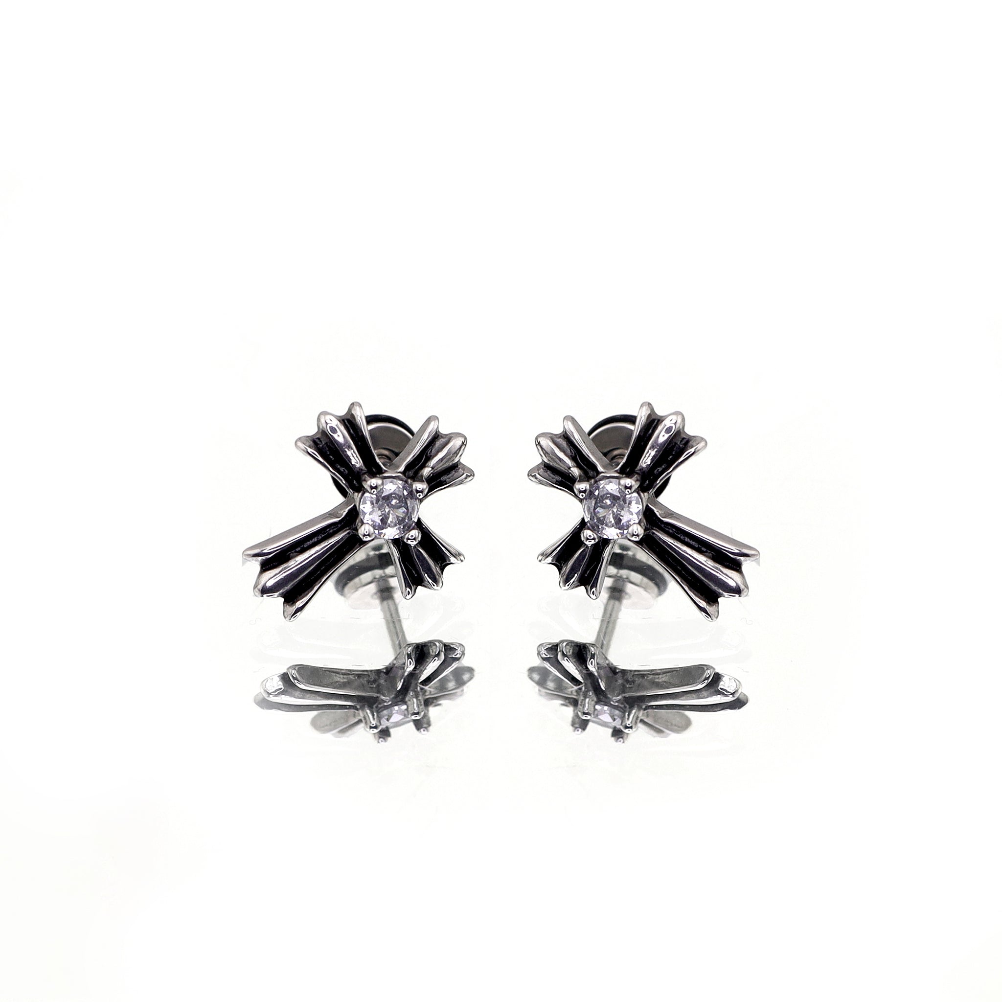 Chrome Hearts CZ Cross Stainless Steel Ear Studs - Chrome Hearts CZ Cross Stainless Steel Ear Studs - Single by CRUXJEWELRY