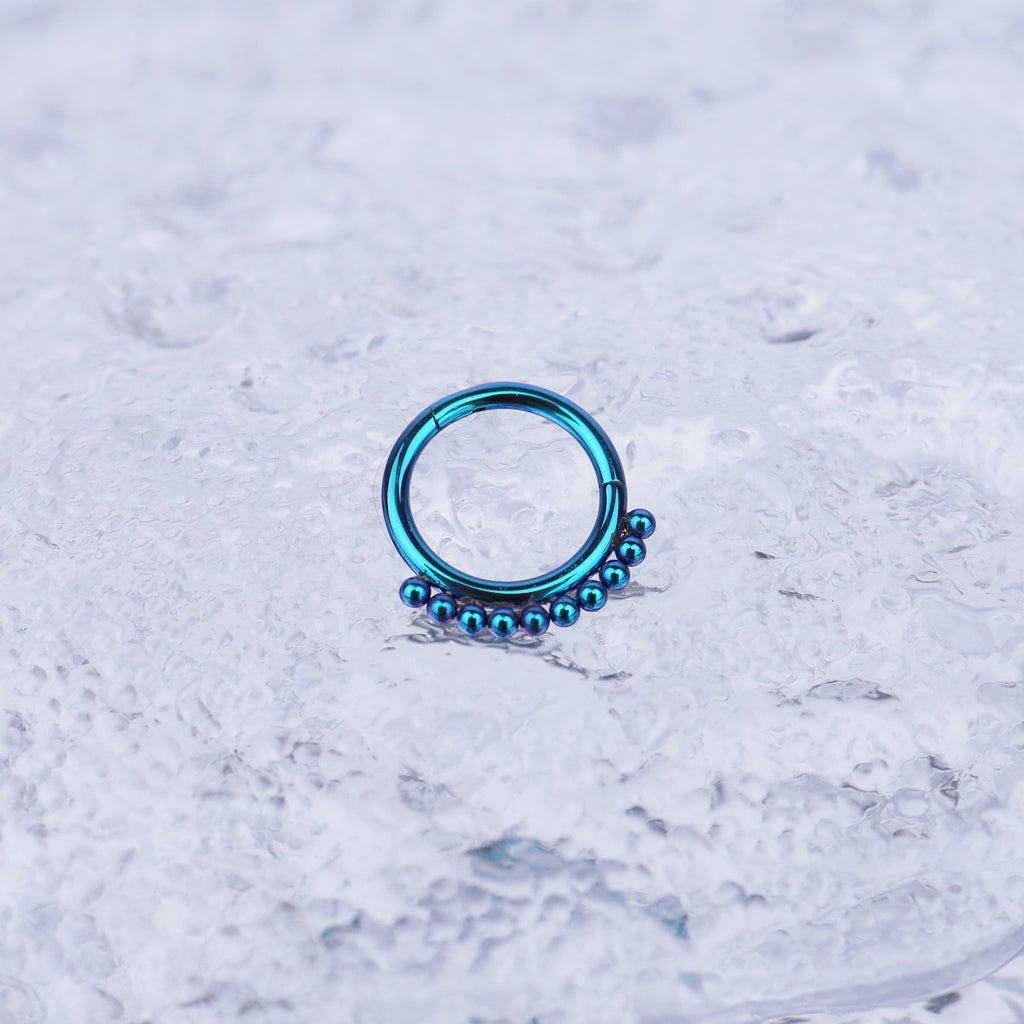 Sun Burst Titanium Segment Hoop - Sun Burst Titanium Segment Hoop - Cyan / Small by CRUXJEWELRY