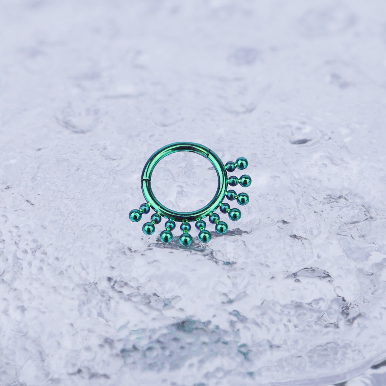 Sun Burst Titanium Segment Hoop - Sun Burst Titanium Segment Hoop - Emerald Green / Big by CRUXJEWELRY