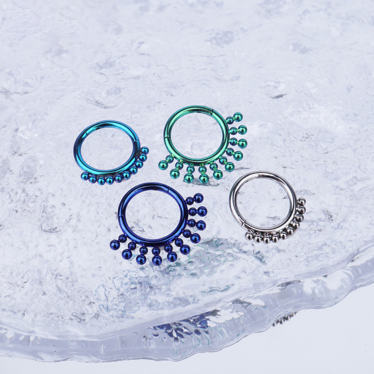 Sun Burst Titanium Segment Hoop - Sun Burst Titanium Segment Hoop - Sliver / Big by CRUXJEWELRY