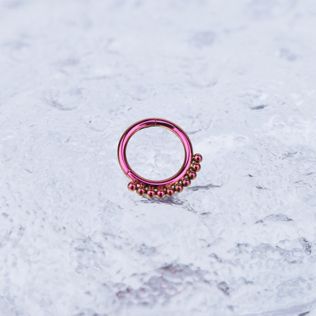 Sun Burst Titanium Segment Hoop - Sun Burst Titanium Segment Hoop - Red / Small by CRUXJEWELRY