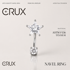 Pentagram CZ F136 Titanium Belly Ring