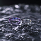 16G Titanium Clicker Ring with Triple/Double CZ - 16G Titanium Clicker Ring with Triple/Double CZ - Violet Purple / Double-Layer / 8mm by CRUXJEWELRY