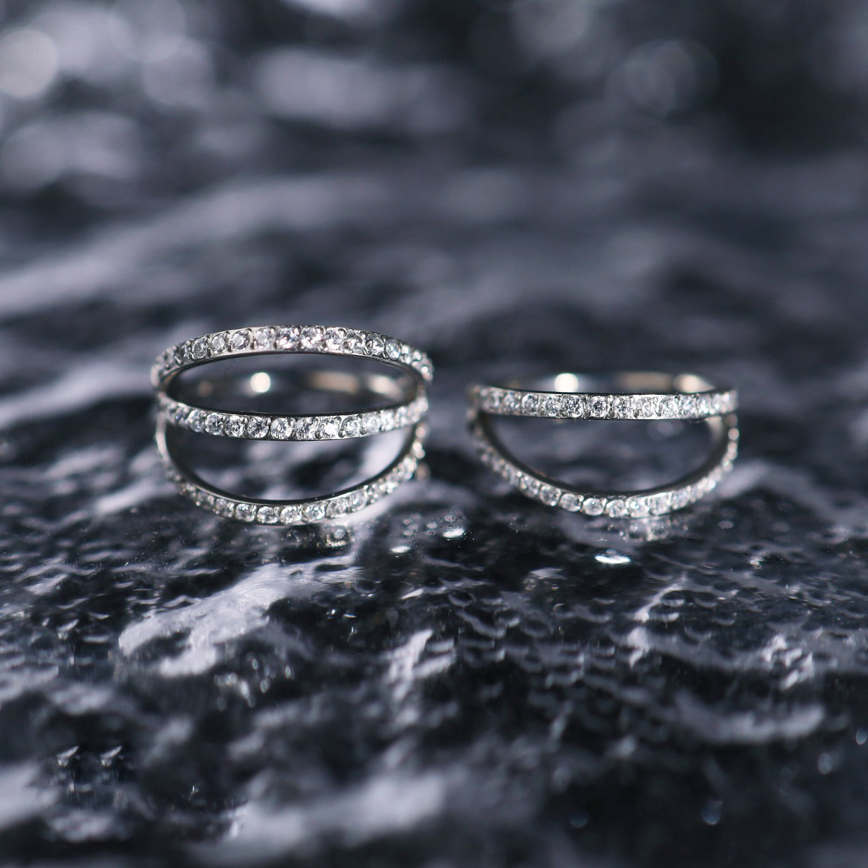 16G Titanium Clicker Ring with Triple/Double CZ - 16G Titanium Clicker Ring with Triple/Double CZ - White / Double-Layer / 8mm by CRUXJEWELRY