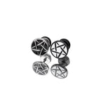 Punk Pentagram Externally Threaded Stainless Steel Ear Studs - Punk Pentagram Externally Threaded Stainless Steel Ear Studs - Black by CRUXJEWELRY
