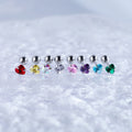 Iridescent Heart CZ Stainless Steel Ball-Back Studs - Iridescent Heart CZ Stainless Steel Ball-Back Studs - Yellow by CRUXJEWELRY