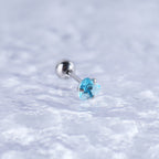 Iridescent Heart CZ Stainless Steel Ball-Back Studs - Iridescent Heart CZ Stainless Steel Ball-Back Studs - Blue by CRUXJEWELRY