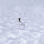 Iridescent Heart CZ Stainless Steel Ball-Back Studs - Iridescent Heart CZ Stainless Steel Ball-Back Studs - White by CRUXJEWELRY