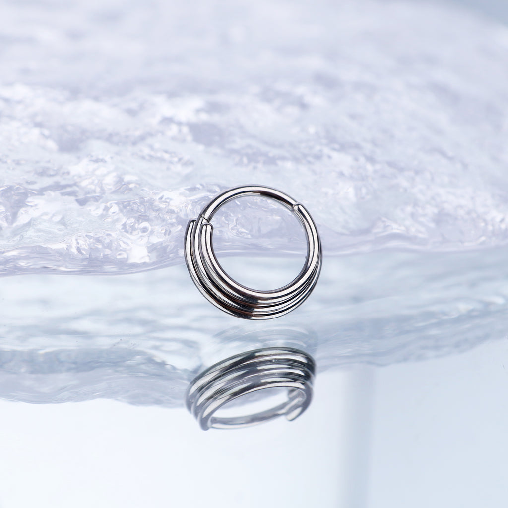 Three Row Triple Segment Septum Ring - Three Row Triple Segment Septum Ring - Sliver / 8 mm by CRUXJEWELRY