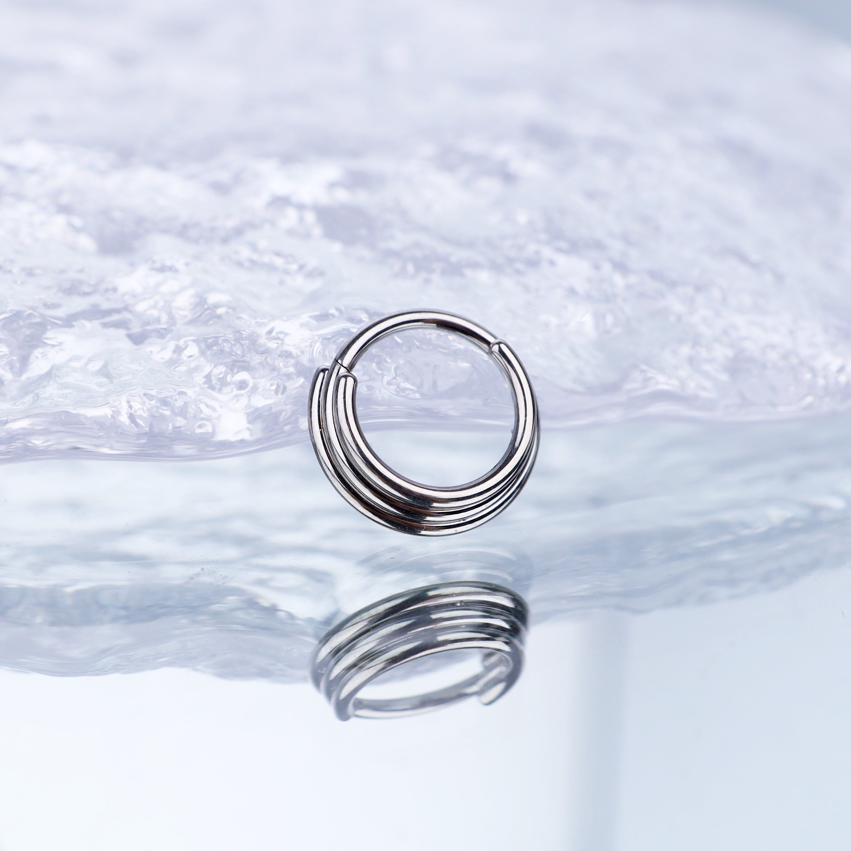 Three Row Triple Segment Septum Ring - Three Row Triple Segment Septum Ring - Sliver / 8 mm by CRUXJEWELRY