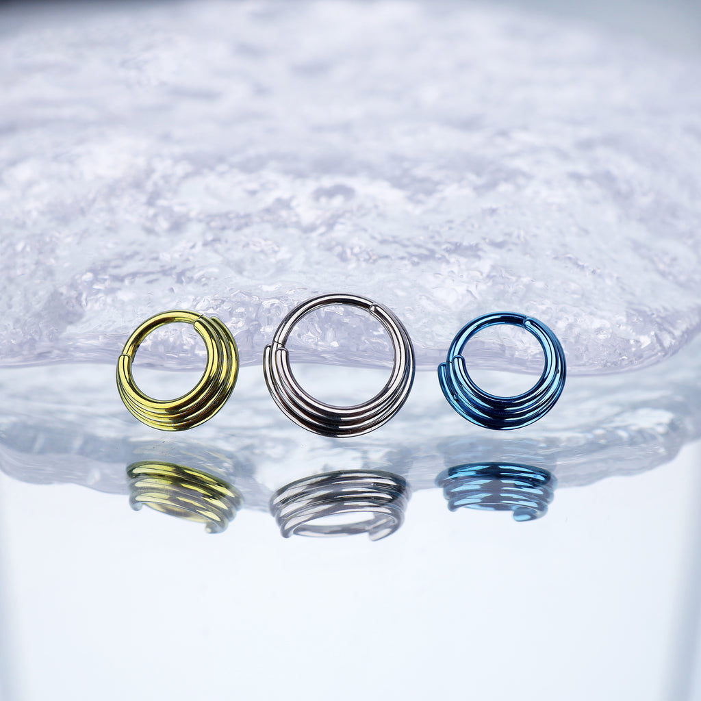 Three Row Triple Segment Septum Ring - Three Row Triple Segment Septum Ring - Sliver / 8 mm by CRUXJEWELRY
