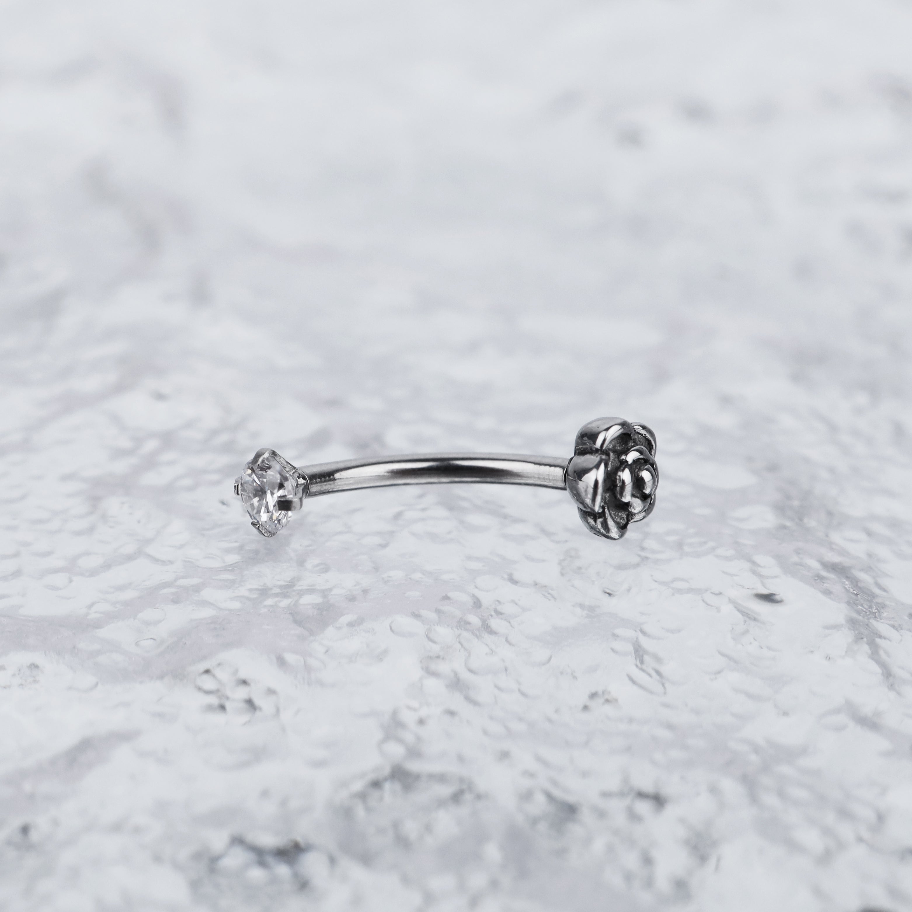 Rose Series Internally Threaded Stainless Steel Eyebrow Studs - Rose Series Internally Threaded Stainless Steel Eyebrow Studs - Rose-CZ by CRUXJEWELRY