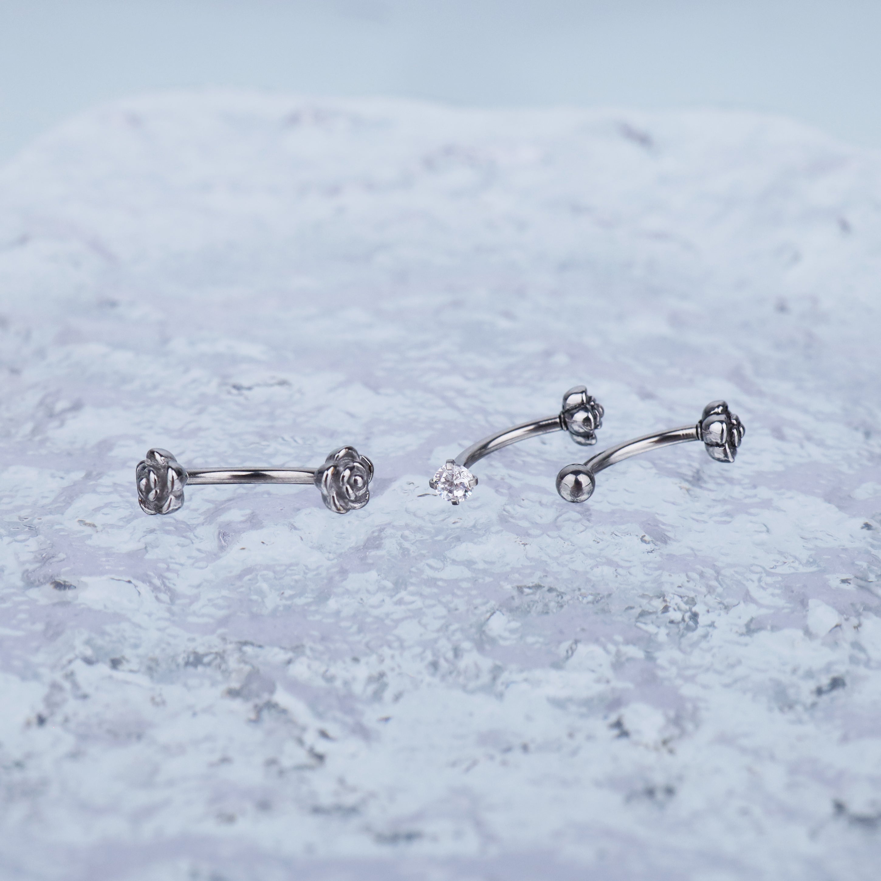 Rose Series Internally Threaded Stainless Steel Eyebrow Studs - Rose Series Internally Threaded Stainless Steel Eyebrow Studs - Rose-Ball by CRUXJEWELRY