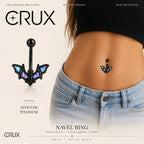 Black Bat Wings Stainless Steel Belly Rings