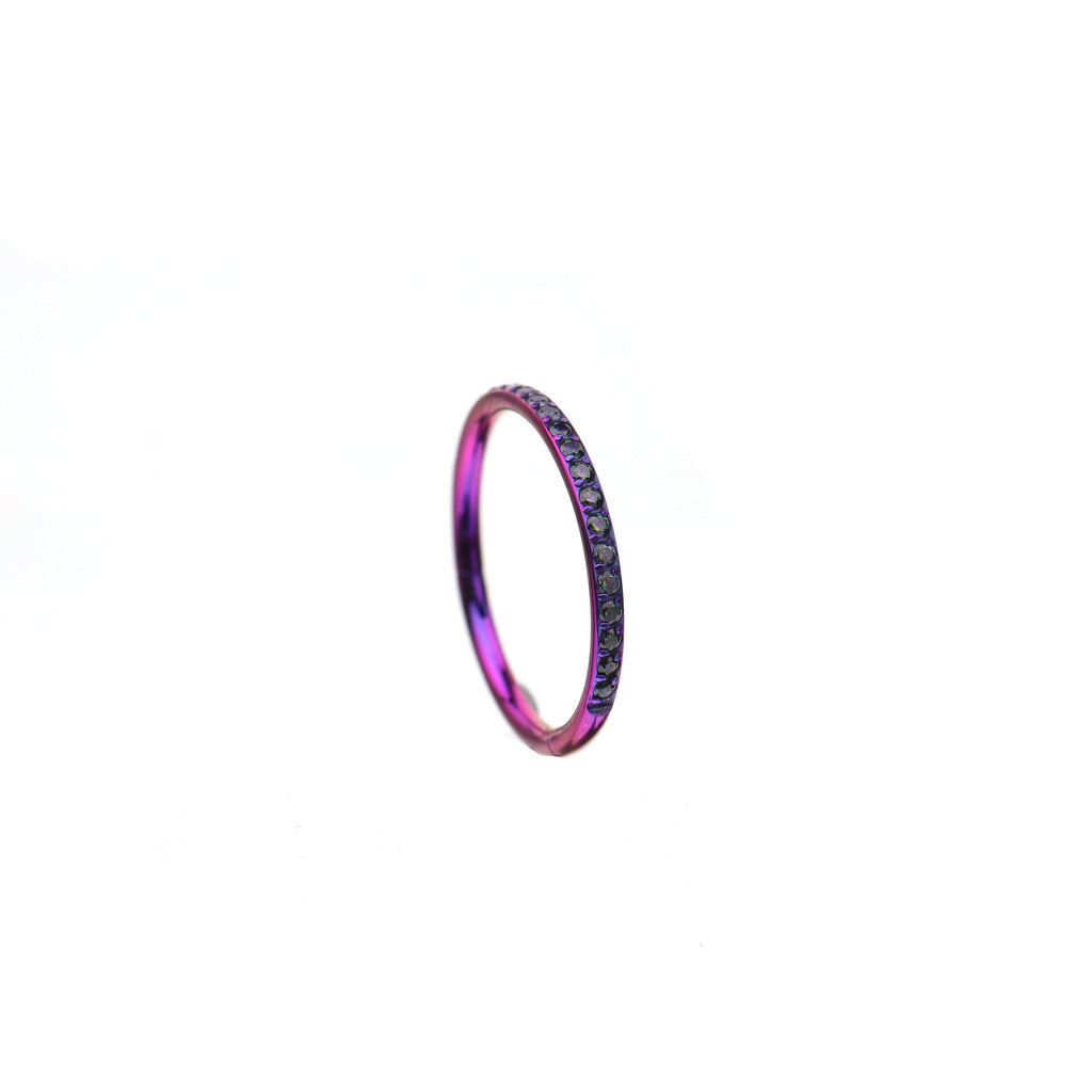 16G CZ Titanium Clicker Nose Ring - 16G CZ Titanium Clicker Nose Ring - Purple / 8mm by CRUXJEWELRY