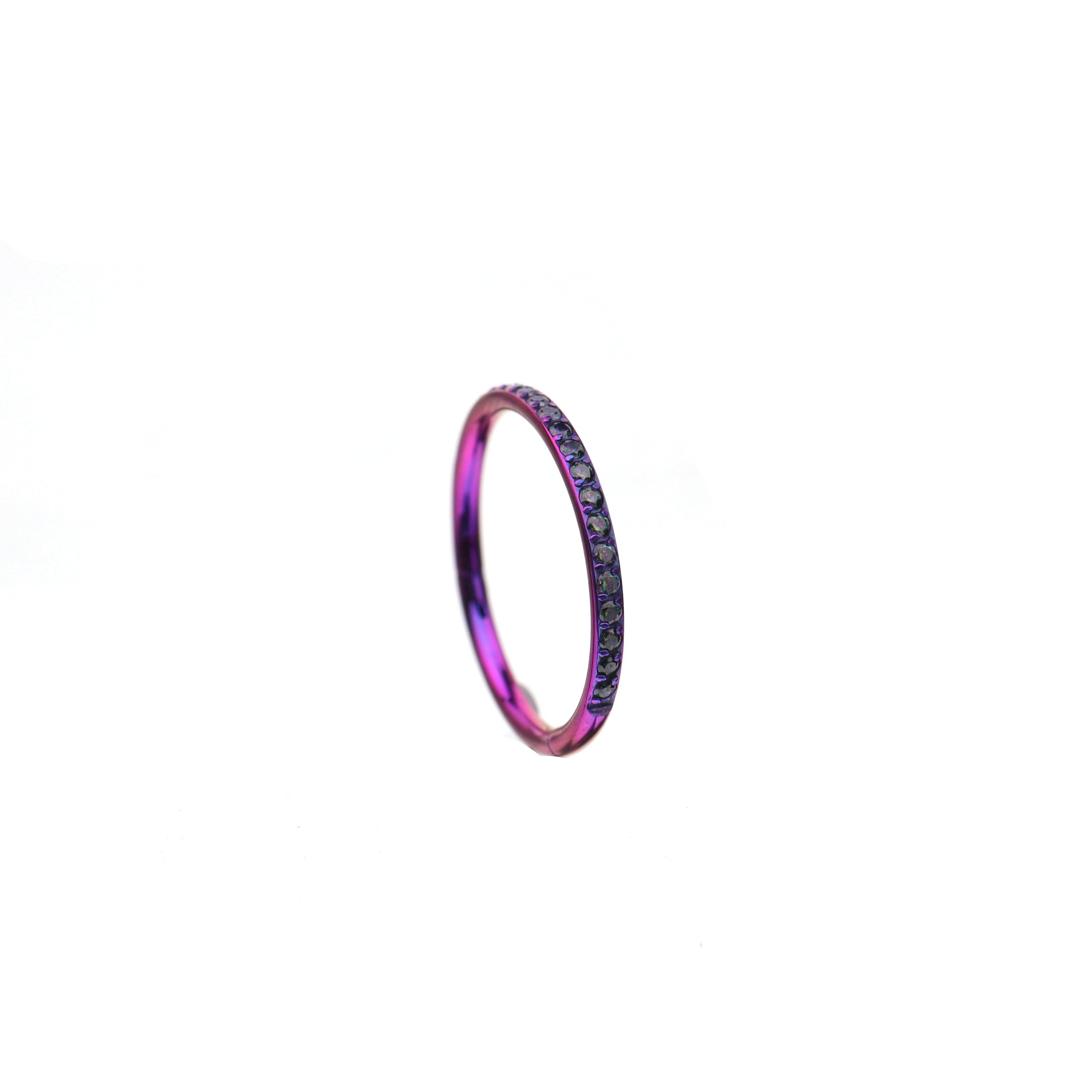 16G CZ Titanium Clicker Nose Ring - 16G CZ Titanium Clicker Nose Ring - Purple / 8mm by CRUXJEWELRY