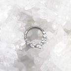 Square-Shaped Rainbow CZ Titanium Segment Hoop - Square-Shaped Rainbow CZ Titanium Segment Hoop - White by CRUXJEWELRY