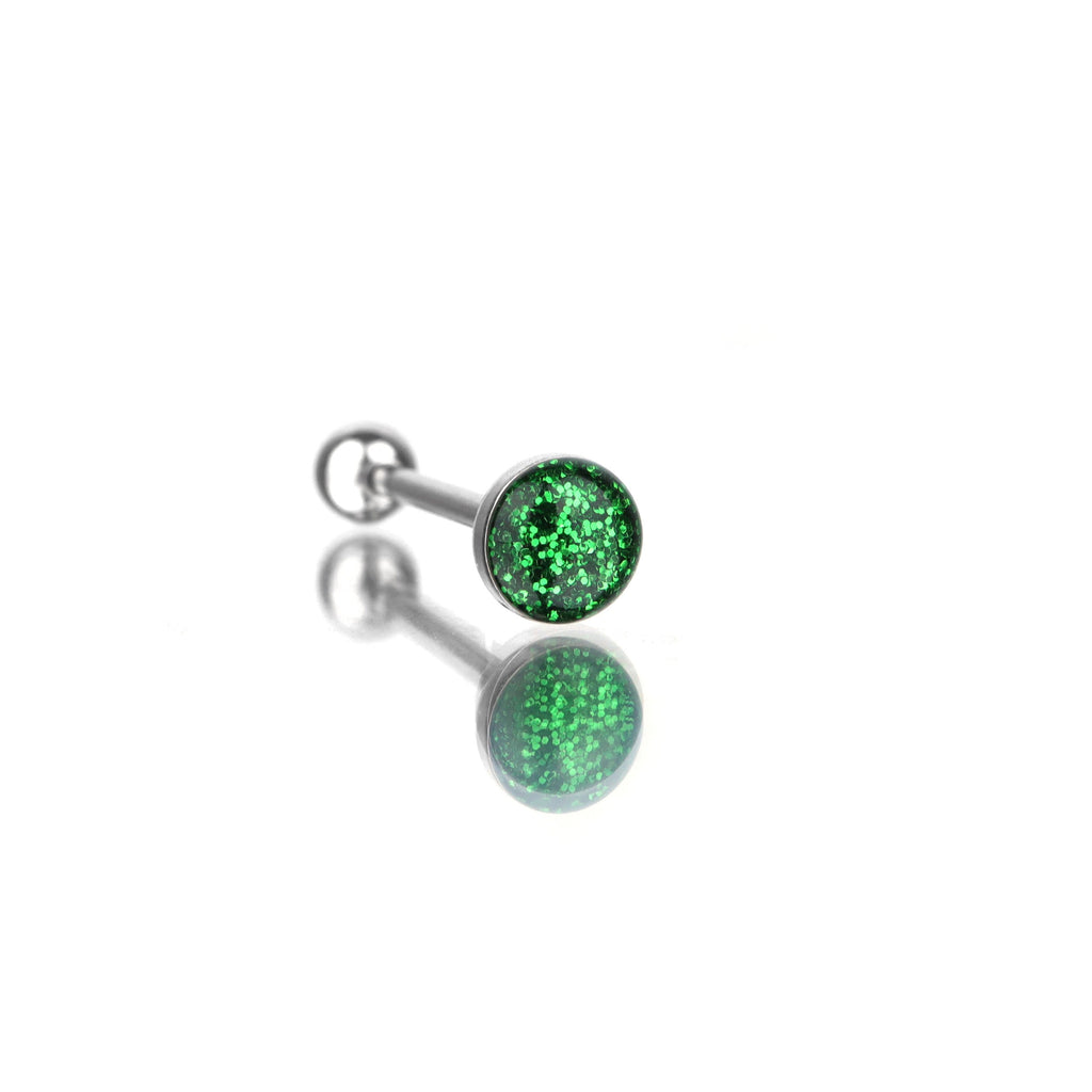 Slick glitter Resin Oil Tongue/Lip Stud - Slick glitter Resin Oil Tongue/Lip Stud - Green by CRUXJEWELRY