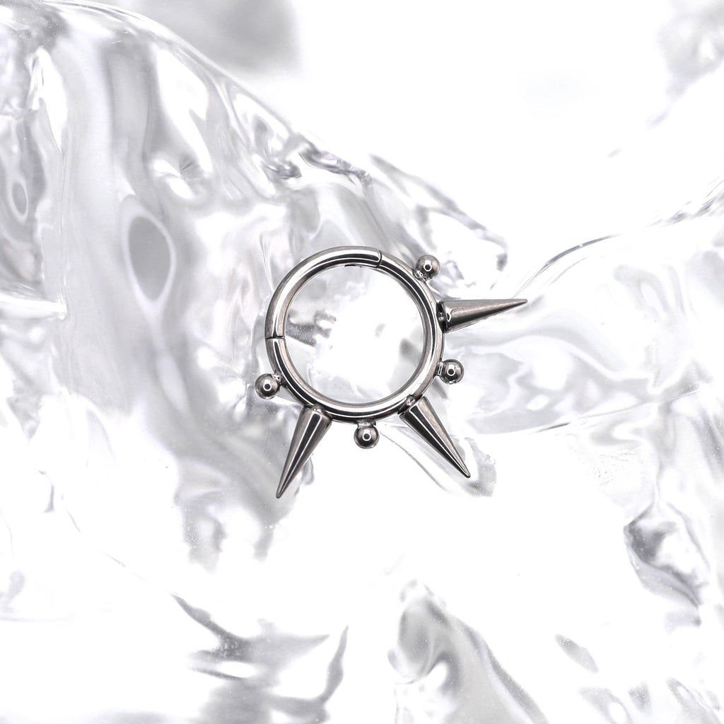 Rainbow Spike Segment Septum Ring - Rainbow Spike Segment Septum Ring - Silver / 8 mm by CRUXJEWELRY