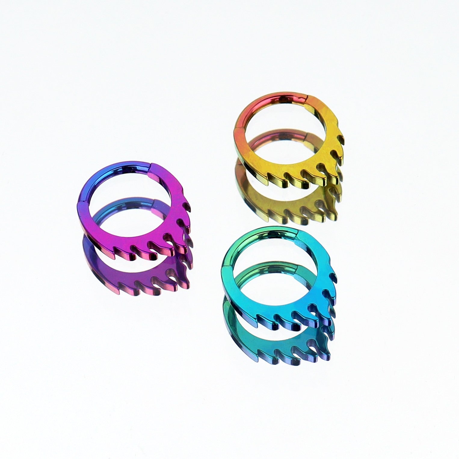 16G Flame Titanium Septum Clicker - 16G Flame Titanium Septum Clicker - Pink-Yellow Gradient / 8 mm by CRUXJEWELRY