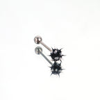 Spiked ball Silicone tongue stud - Spiked ball Silicone tongue stud - Black-White / 10 mm by CRUXJEWELRY