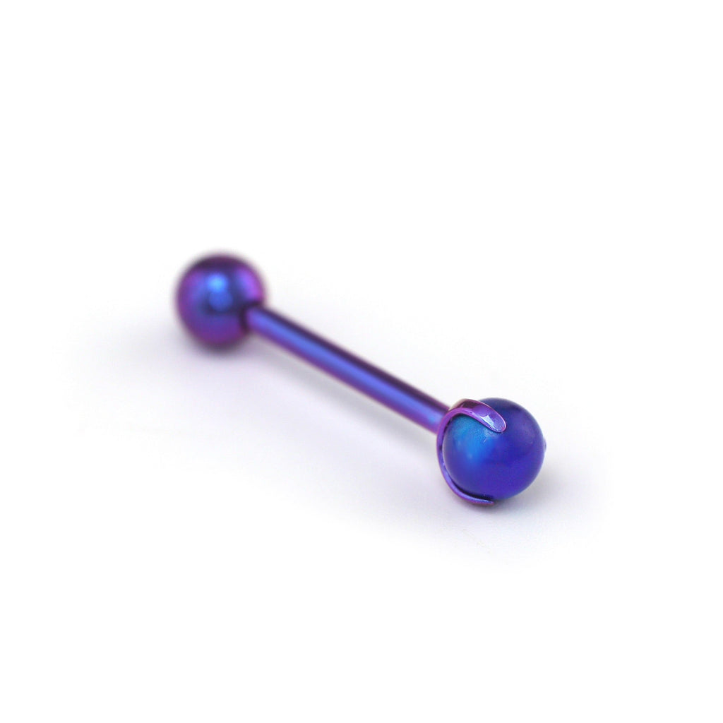 Claw Opal Internally Threaded Titanium Barbell Tongue Stud - Claw Opal Internally Threaded Titanium Barbell Tongue Stud - Abyss Purple / 4mm by CRUXJEWELRY