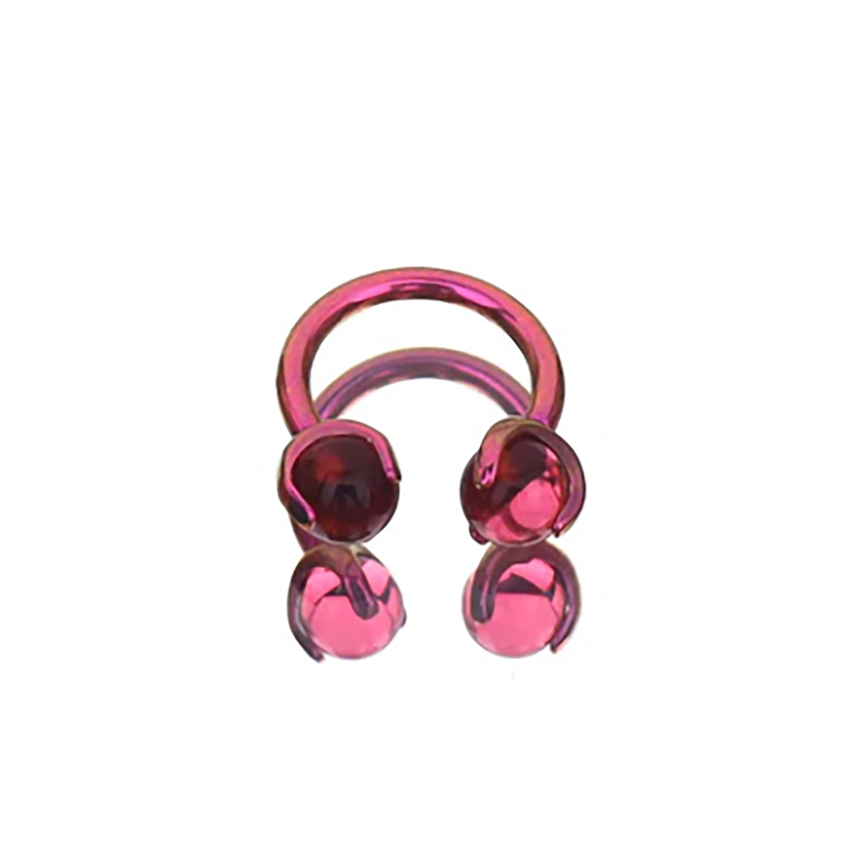 16G CZ ball Titanium Horseshoe Ring - 16G CZ ball Titanium Horseshoe Ring - Rose Red by CRUXJEWELRY